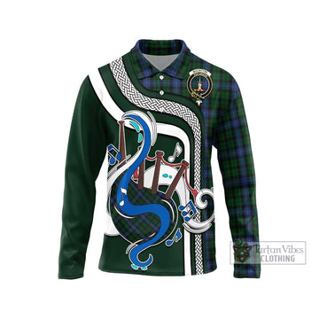 MacIntyre (McIntyre) Tartan Long Sleeve Polo Shirt with Epic Bagpipe Style