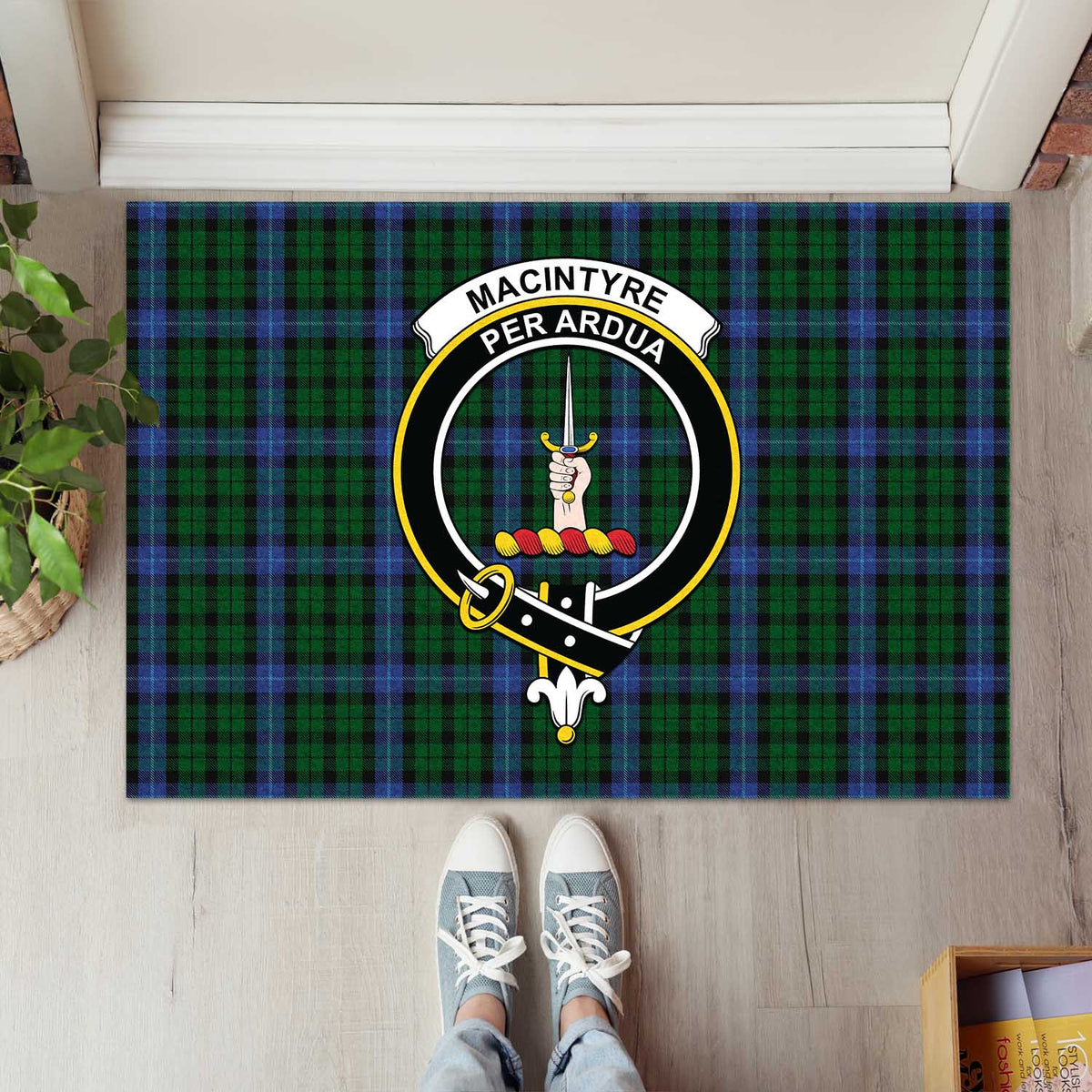 MacIntyre (McIntyre) Tartan Rubber Doormat with Family Crest L 60*90cm - Tartan Vibes Clothing
