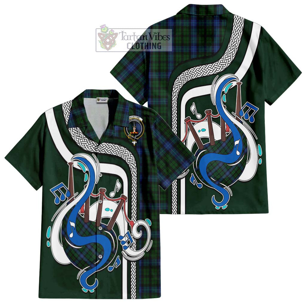 MacIntyre (McIntyre) Tartan Short Sleeve Button Shirt with Epic Bagpipe Style Kid - Tartanvibesclothing Shop