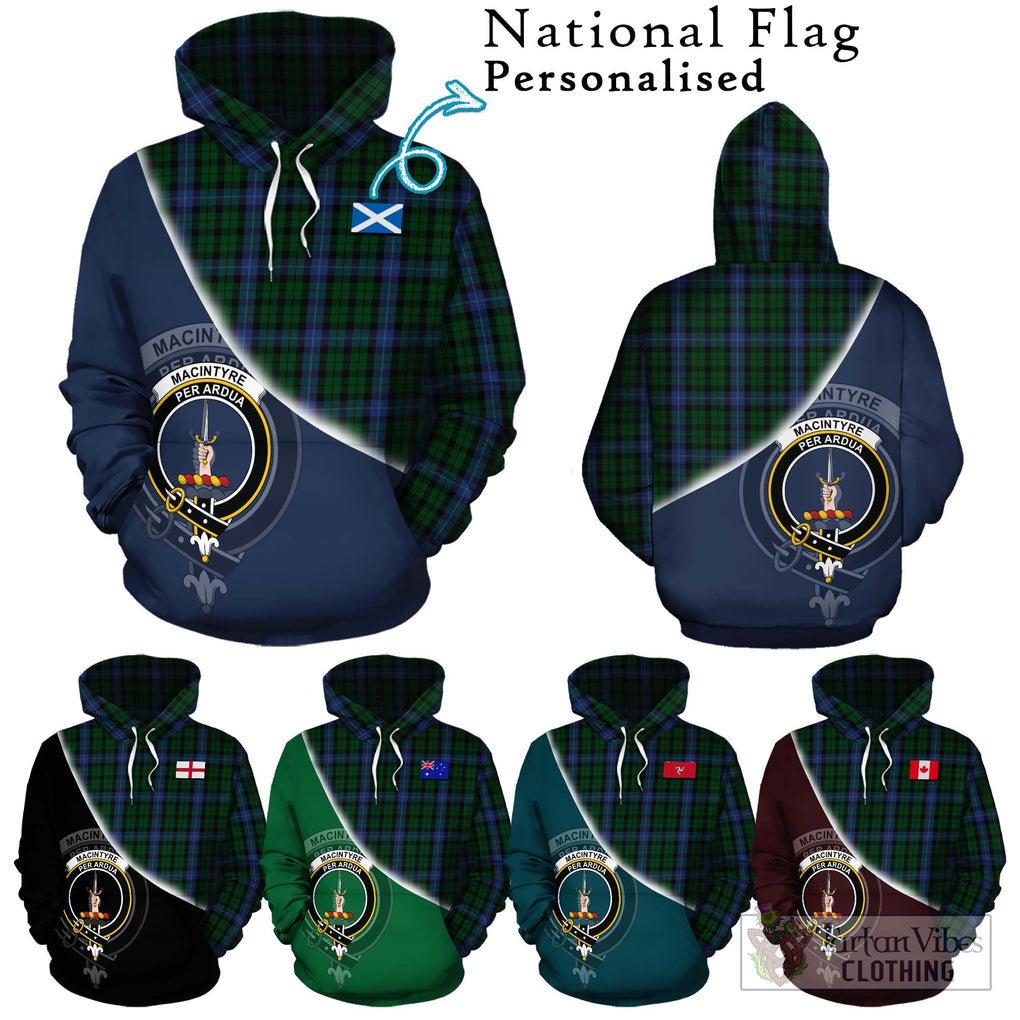 MacIntyre (McIntyre) Tartan Hoodie with Personalised National Flag and Family Crest Half Style Zip Hoodie - Tartanvibesclothing Shop