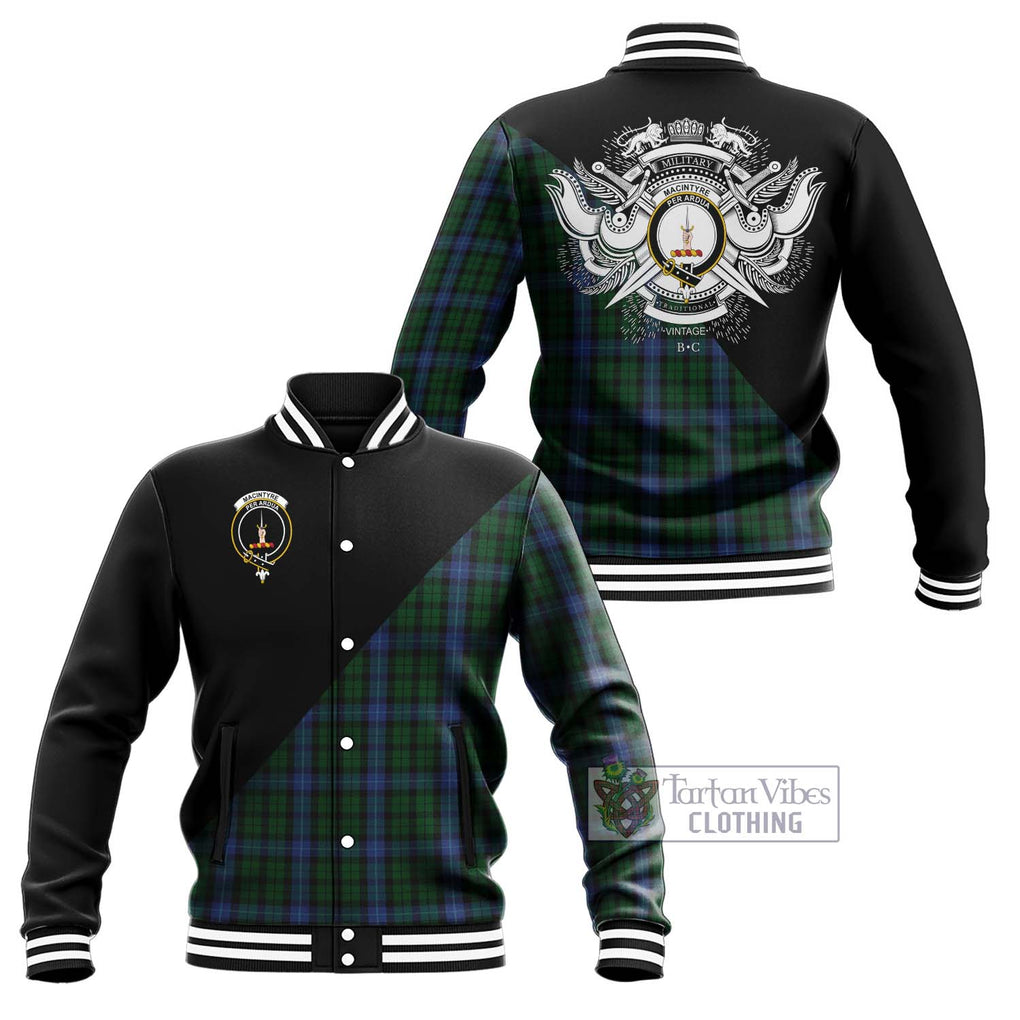 MacIntyre (McIntyre) Tartan Baseball Jacket with Family Crest and Military Logo Style Unisex - Tartanvibesclothing Shop