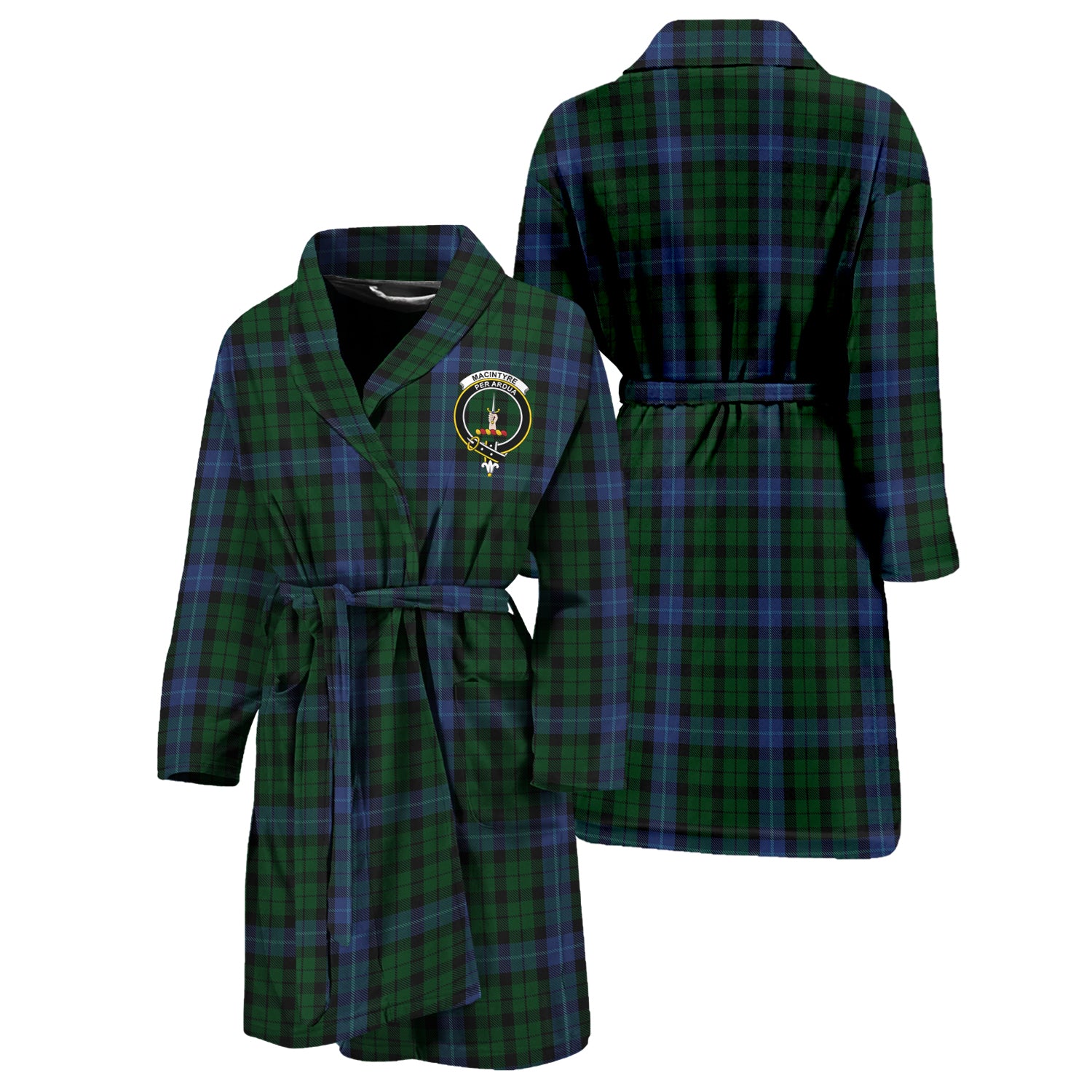 MacIntyre (McIntyre) Tartan Bathrobe with Family Crest Unisex S - Tartan Vibes Clothing