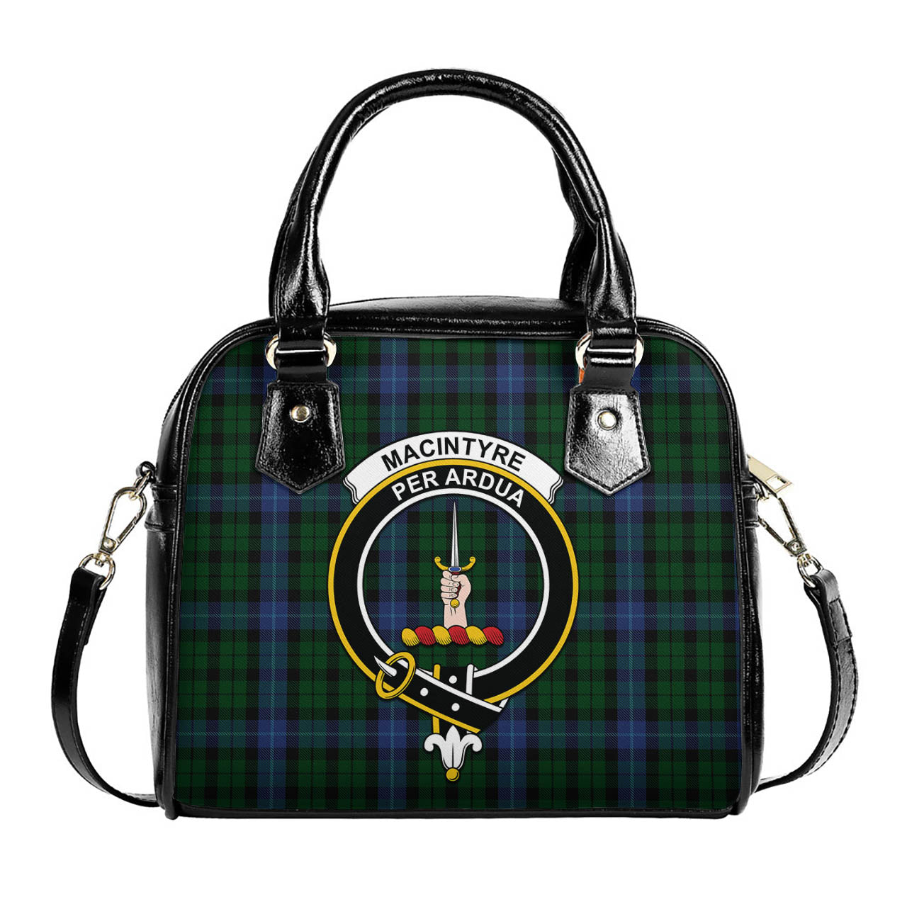 MacIntyre Tartan Shoulder Handbags with Family Crest One Size 6*25*22 cm - Tartanvibesclothing