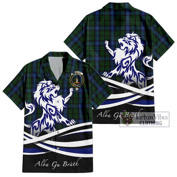 MacIntyre (McIntyre) Tartan Short Sleeve Button Shirt with Alba Gu Brath Regal Lion Emblem