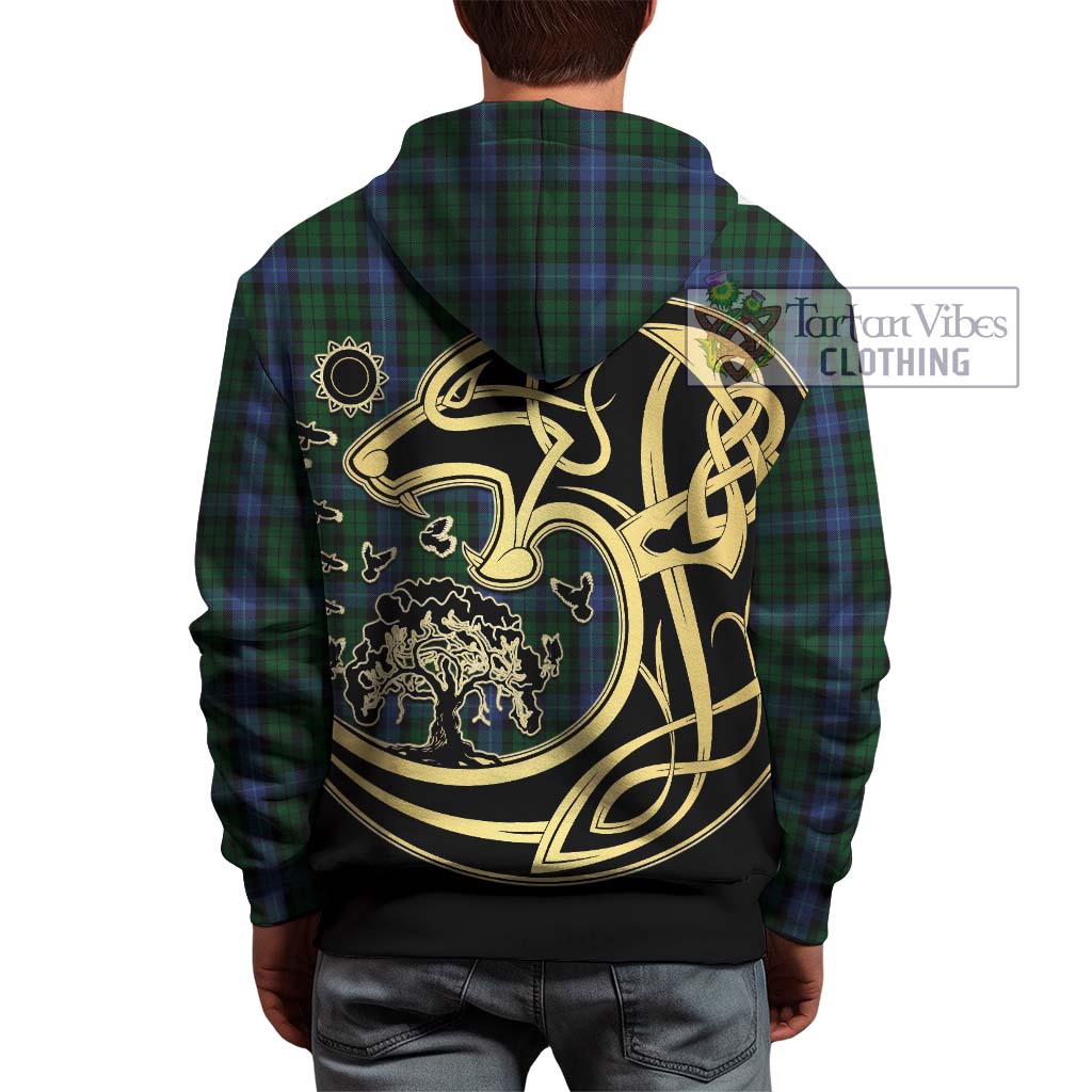 Tartan Vibes Clothing MacIntyre Tartan Hoodie with Family Crest Celtic Wolf Style