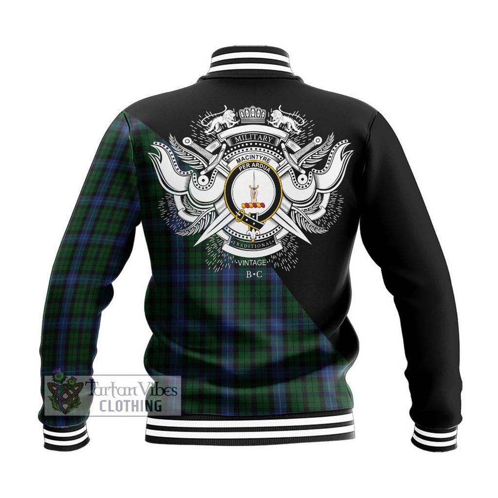 MacIntyre (McIntyre) Tartan Baseball Jacket with Family Crest and Military Logo Style - Tartanvibesclothing Shop