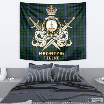 MacIntyre (McIntyre) Tartan Tapestry with Clan Crest and the Golden Sword of Courageous Legacy