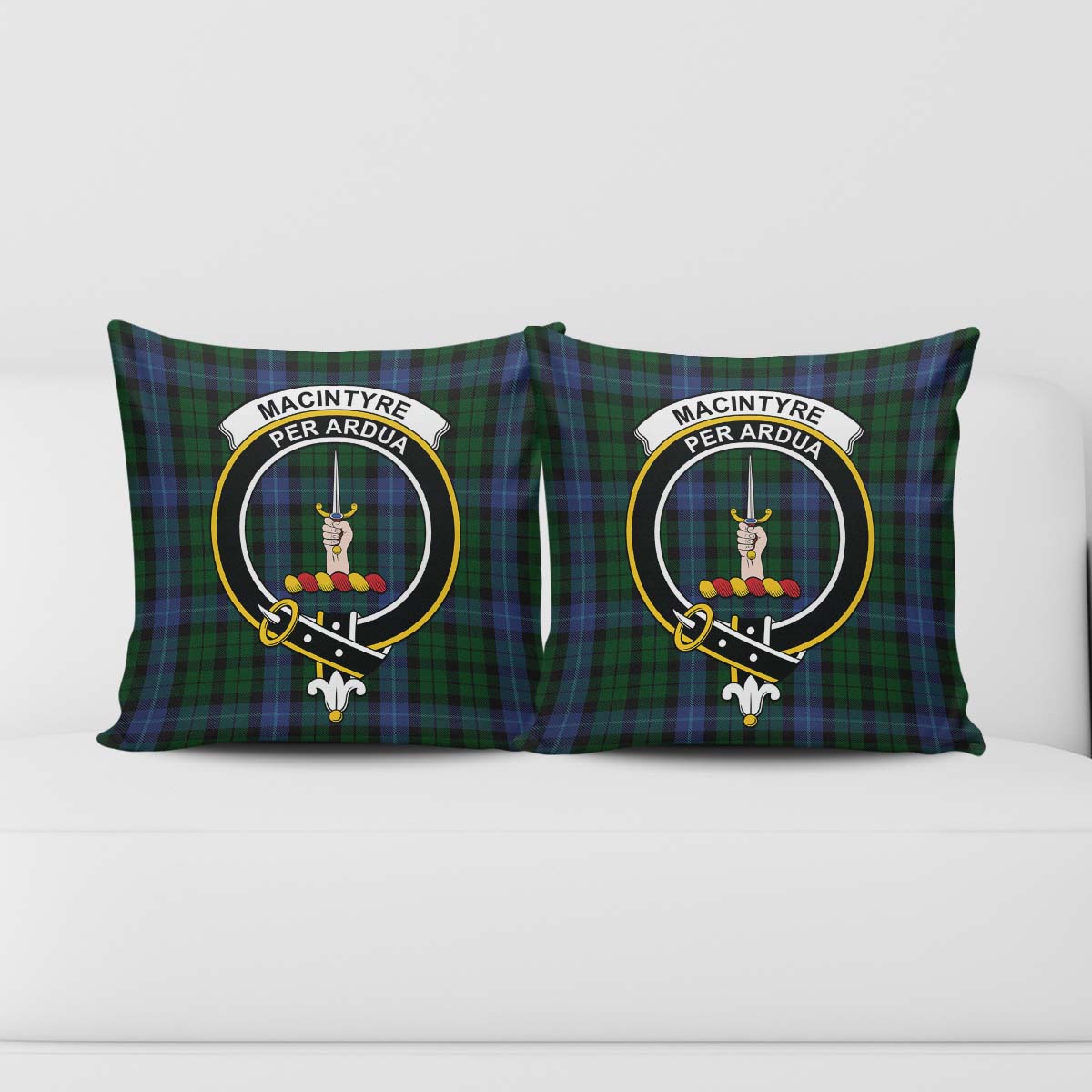 MacIntyre Tartan Pillow Cover with Family Crest - Tartanvibesclothing