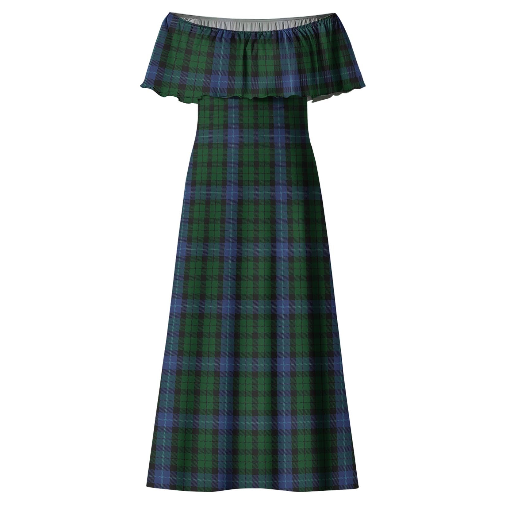 MacIntyre Tartan Off Shoulder Long Dress - Tartanvibesclothing