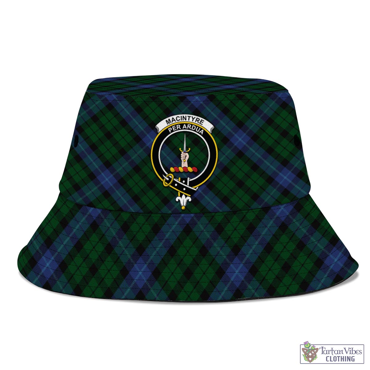 Tartan Vibes Clothing MacIntyre Tartan Bucket Hat with Family Crest