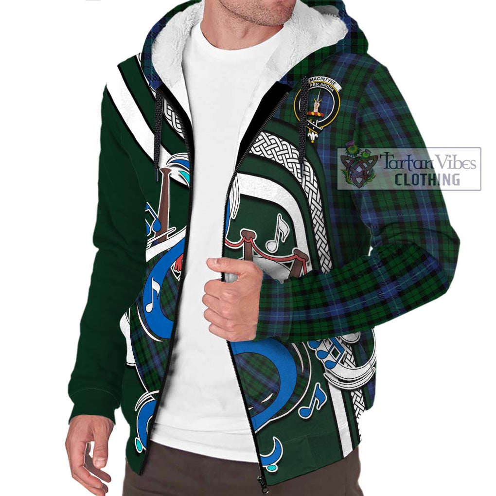 MacIntyre (McIntyre) Tartan Sherpa Hoodie with Epic Bagpipe Style Unisex - Tartanvibesclothing Shop