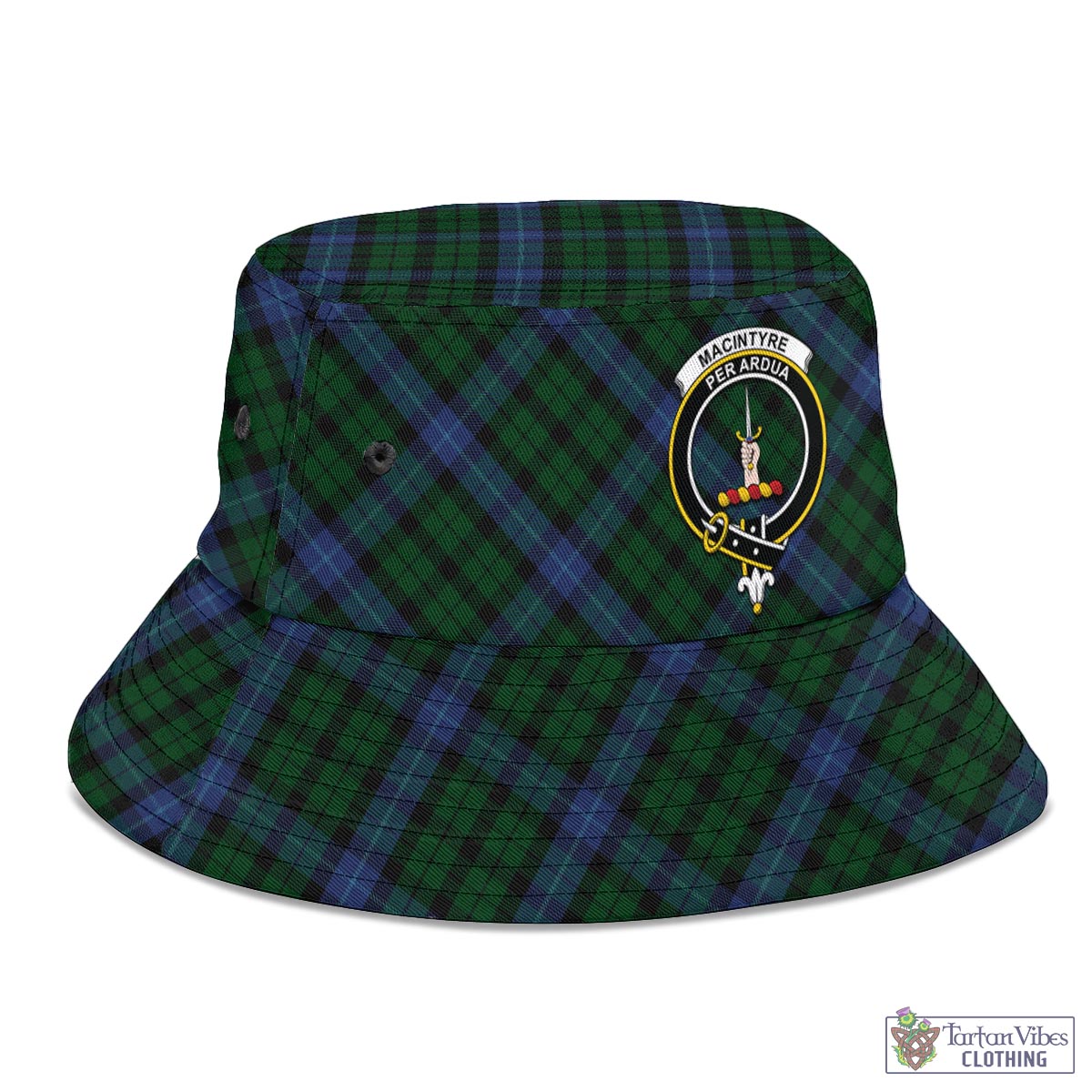 Tartan Vibes Clothing MacIntyre Tartan Bucket Hat with Family Crest