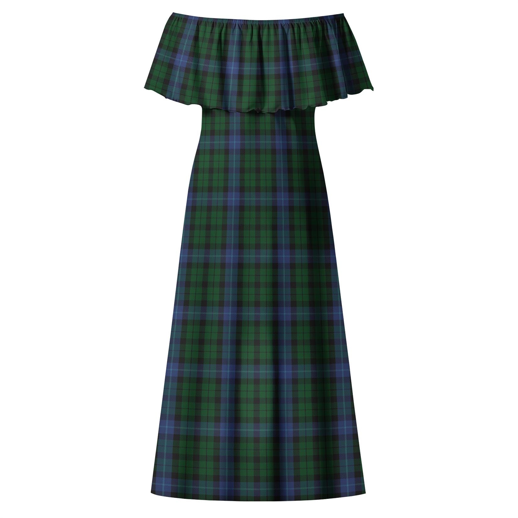 MacIntyre Tartan Off Shoulder Long Dress - Tartanvibesclothing