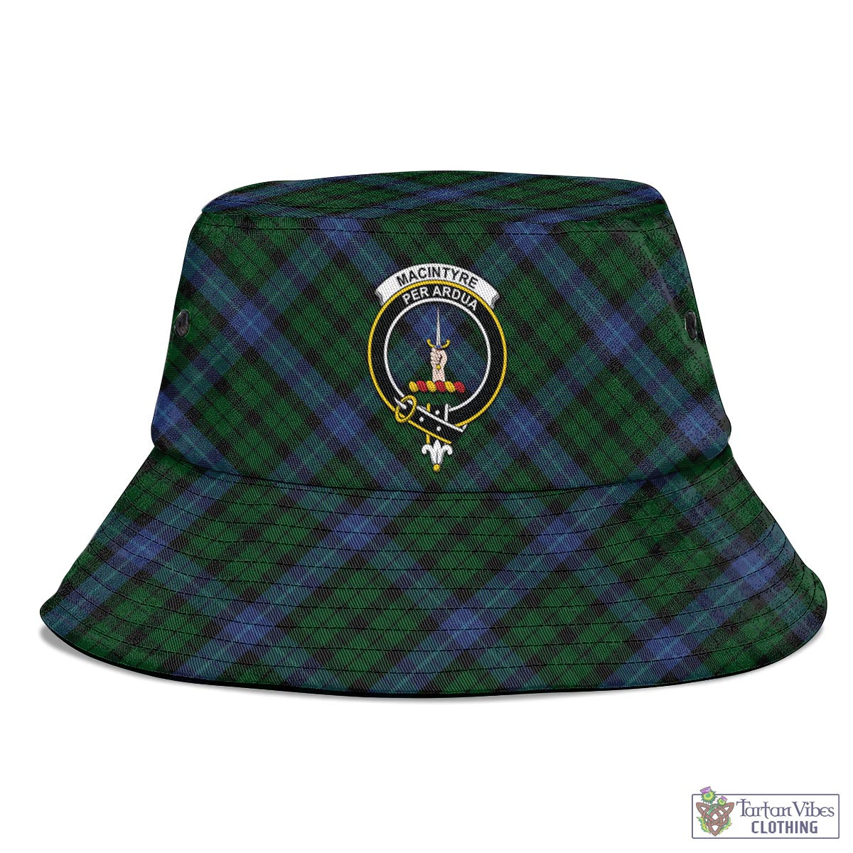 Tartan Vibes Clothing MacIntyre Tartan Bucket Hat with Family Crest