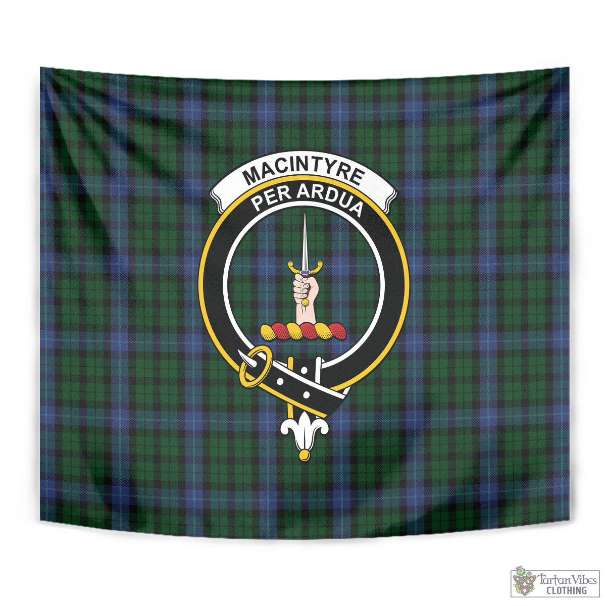 Tartan Vibes Clothing MacIntyre Tartan Tapestry Wall Hanging and Home Decor for Room with Family Crest