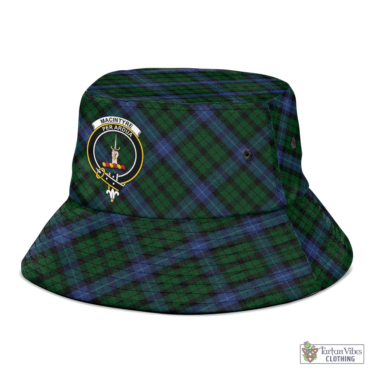 Tartan Vibes Clothing MacIntyre Tartan Bucket Hat with Family Crest