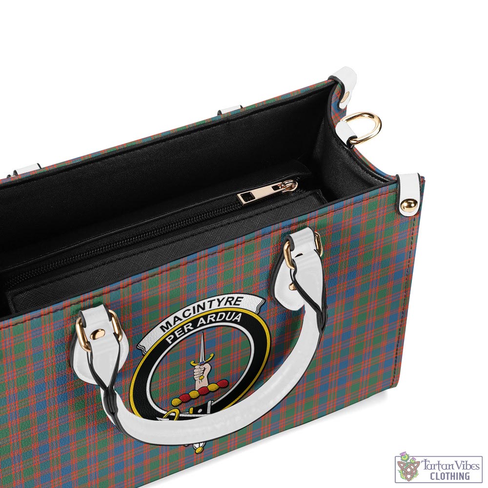 Tartan Vibes Clothing MacIntyre Ancient Tartan Luxury Leather Handbags with Family Crest