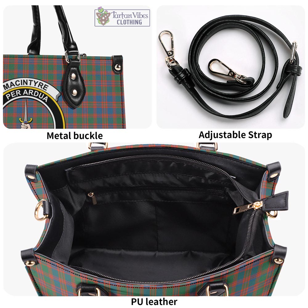 Tartan Vibes Clothing MacIntyre Ancient Tartan Luxury Leather Handbags with Family Crest