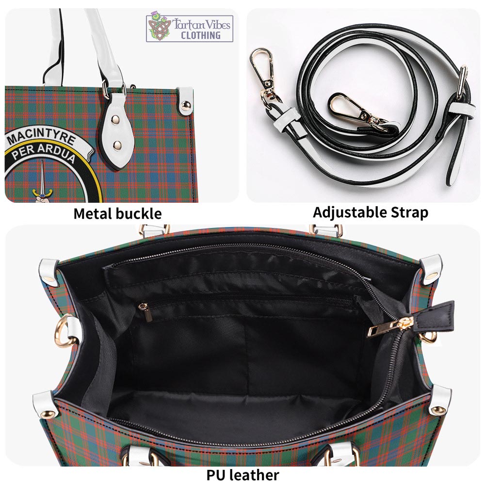 Tartan Vibes Clothing MacIntyre Ancient Tartan Luxury Leather Handbags with Family Crest