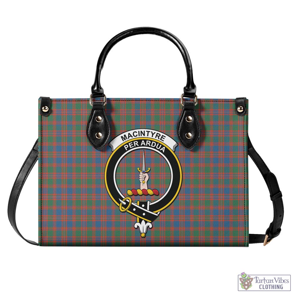 Tartan Vibes Clothing MacIntyre Ancient Tartan Luxury Leather Handbags with Family Crest