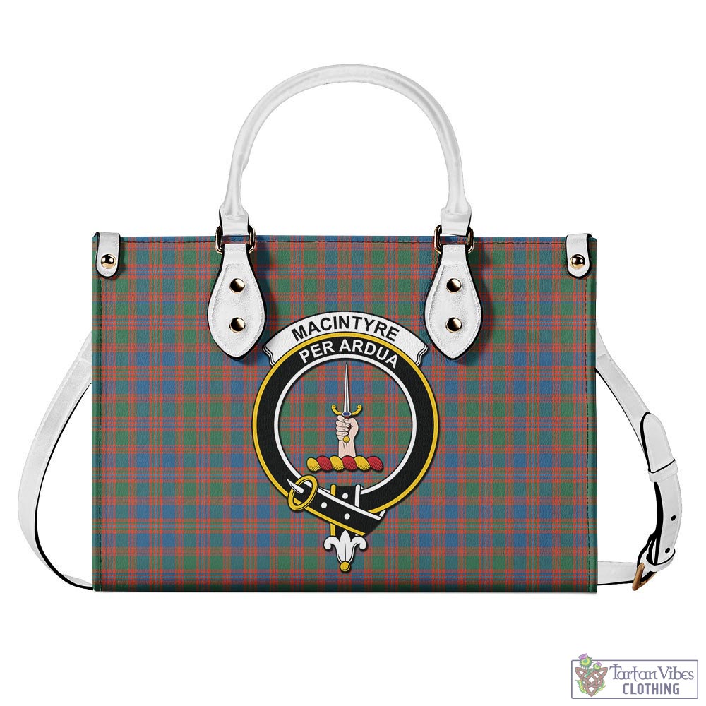 Tartan Vibes Clothing MacIntyre Ancient Tartan Luxury Leather Handbags with Family Crest