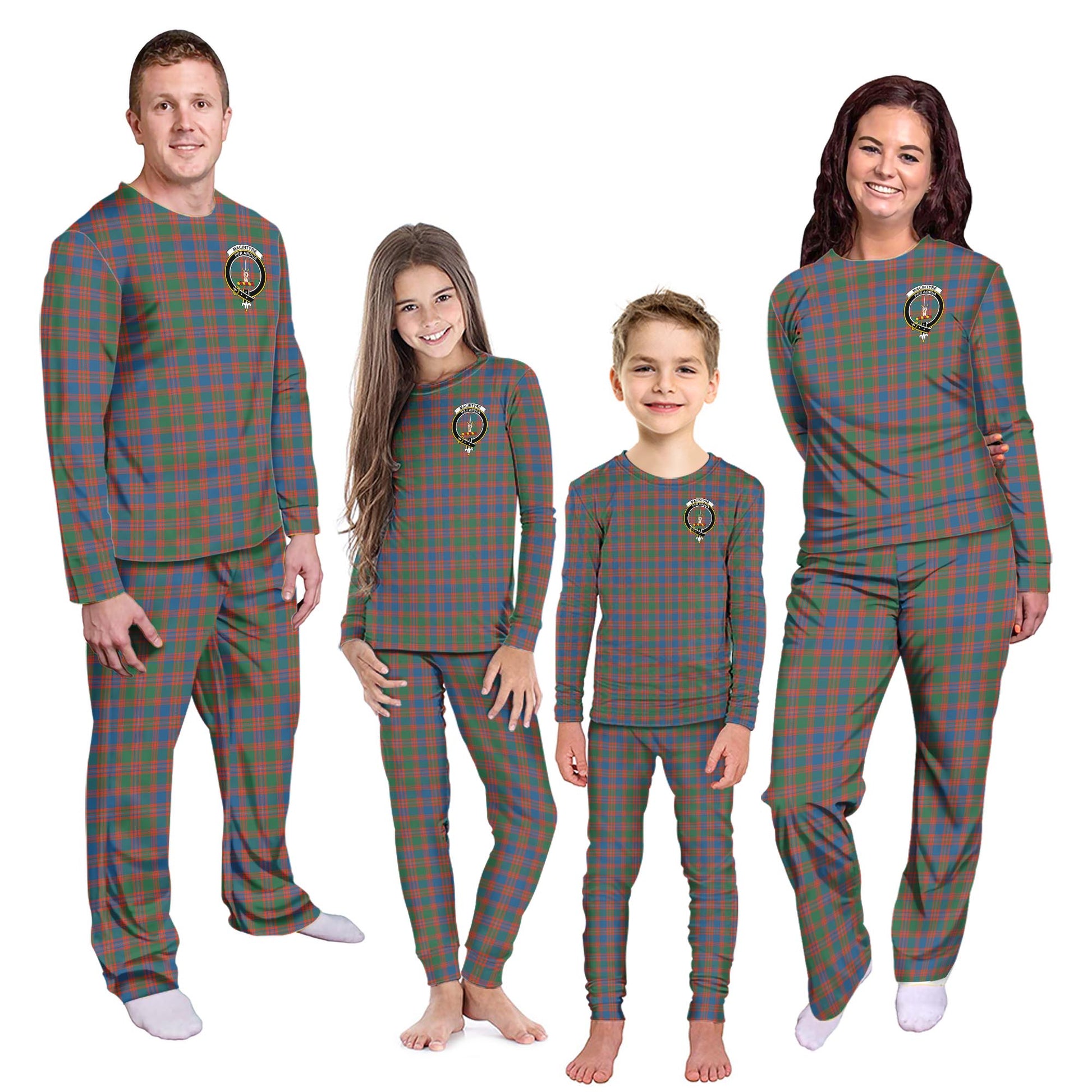 MacIntyre Ancient Tartan Pajamas Family Set with Family Crest - Tartanvibesclothing