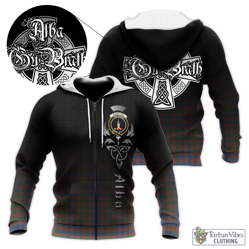 Tartan Vibes Clothing MacIntyre Ancient Tartan Knitted Hoodie Featuring Alba Gu Brath Family Crest Celtic Inspired