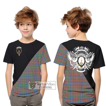 MacIntyre Ancient Tartan Kid T-Shirt with Family Crest and Military Logo Style