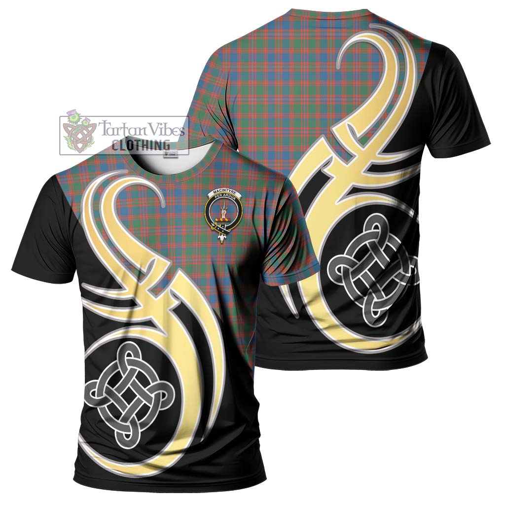 Tartan Vibes Clothing MacIntyre Ancient Tartan T-Shirt with Family Crest and Celtic Symbol Style