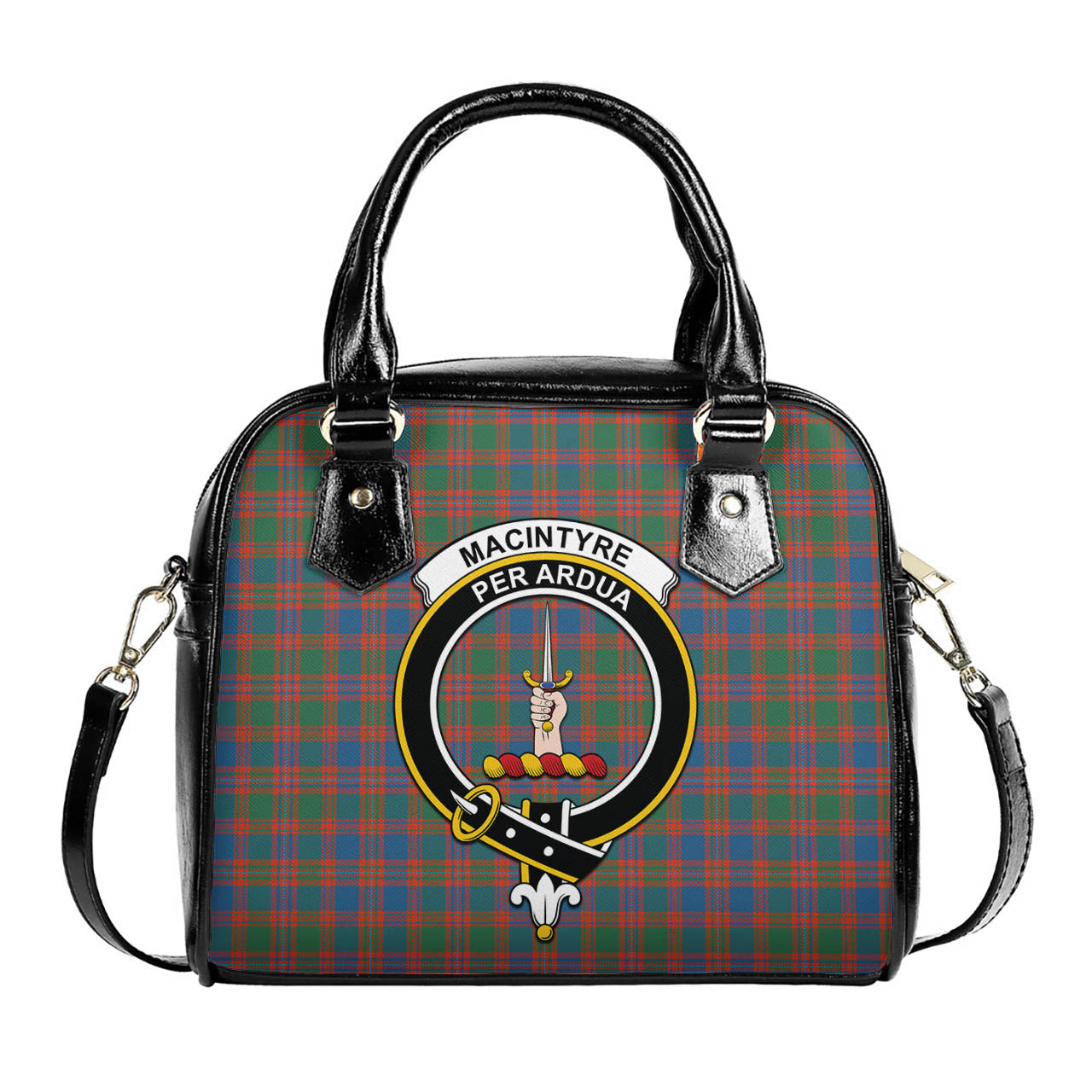 MacIntyre Ancient Tartan Shoulder Handbags with Family Crest One Size 6*25*22 cm - Tartanvibesclothing