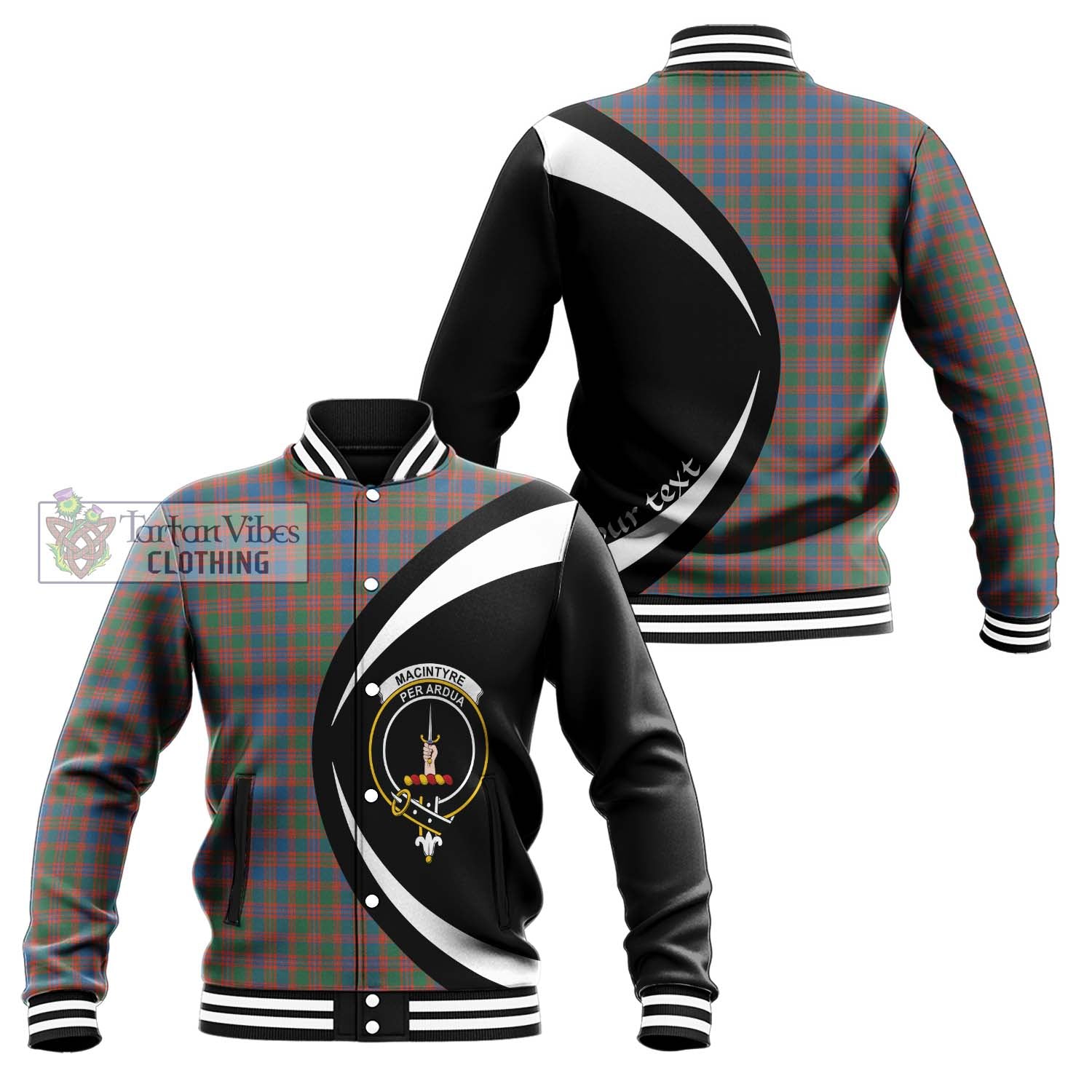 MacIntyre Ancient Tartan Baseball Jacket with Family Crest Circle Style Unisex - Tartan Vibes Clothing