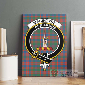 MacIntyre Ancient Tartan Canvas Print Wall Art with Family Crest