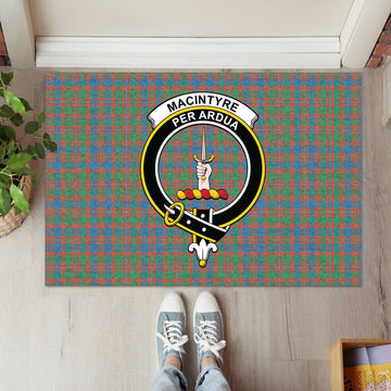 MacIntyre Ancient Tartan Door Mat with Family Crest