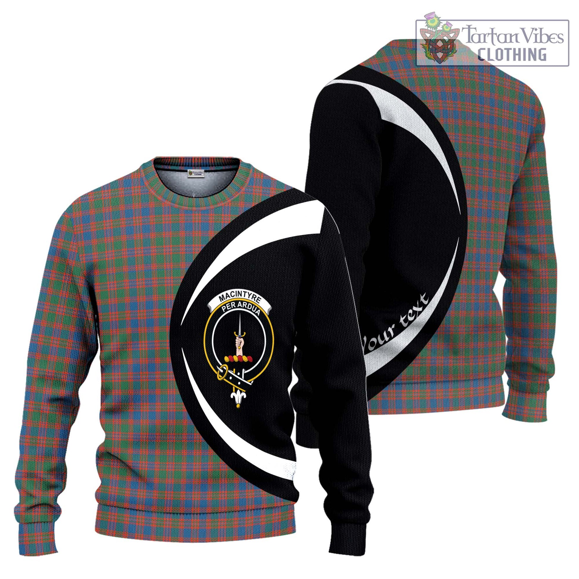 MacIntyre Ancient Tartan Knitted Sweater with Family Crest Circle Style Unisex - Tartan Vibes Clothing