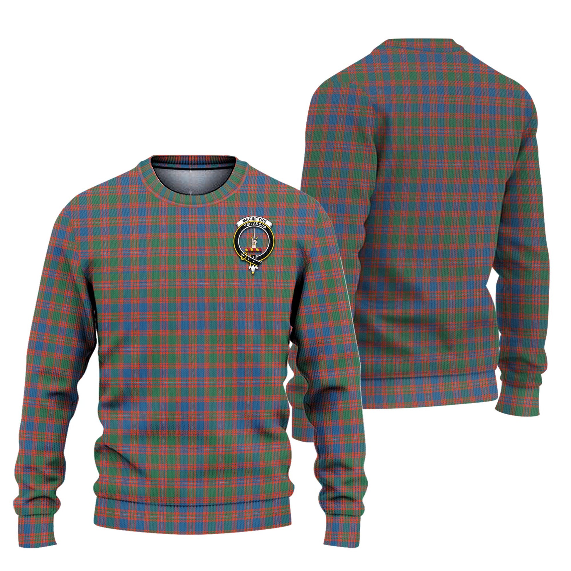 MacIntyre Ancient Tartan Knitted Sweater with Family Crest Unisex - Tartanvibesclothing