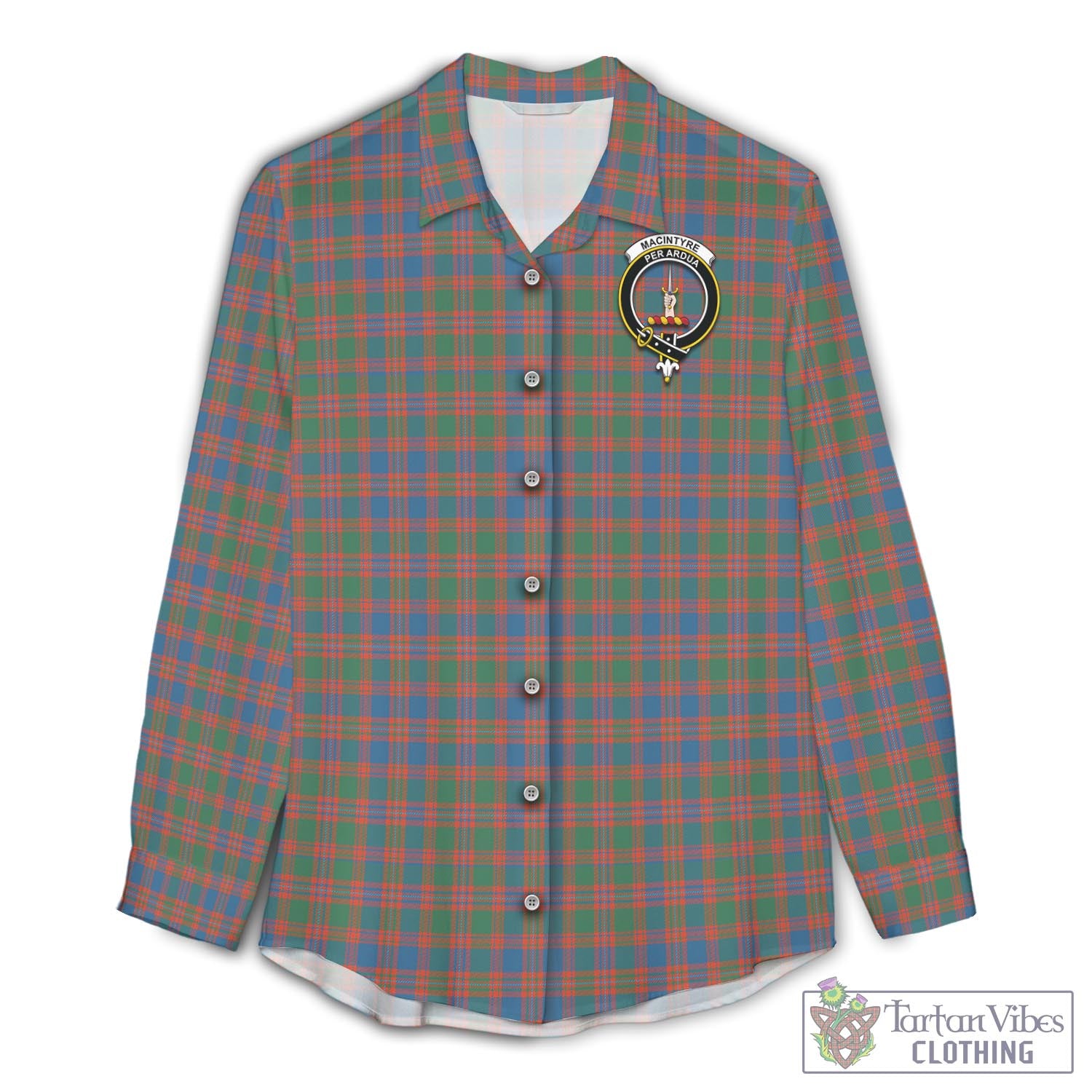 Tartan Vibes Clothing MacIntyre Ancient Tartan Womens Casual Shirt with Family Crest