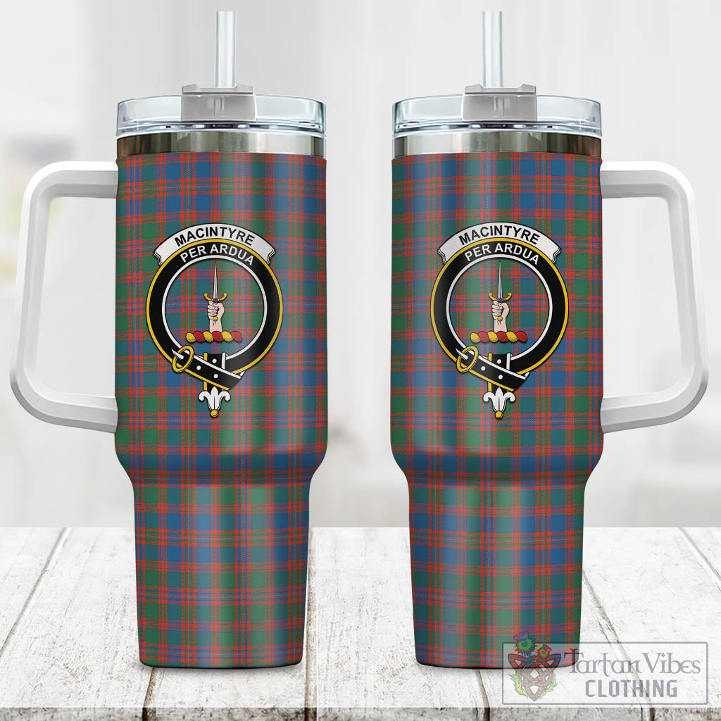 Tartan Vibes Clothing MacIntyre Ancient Tartan and Family Crest Tumbler with Handle