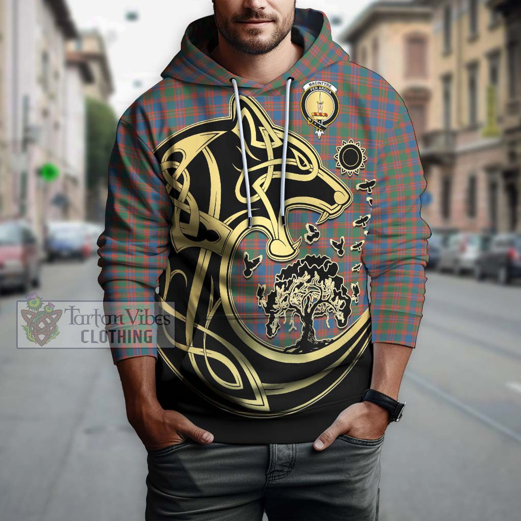 MacIntyre Ancient Tartan Hoodie with Family Crest Celtic Wolf Style Zip Hoodie - Tartan Vibes Clothing