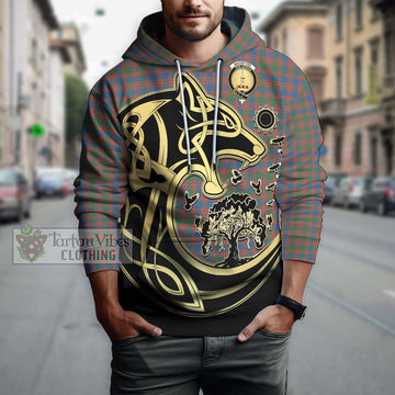 MacIntyre Ancient Tartan Hoodie with Family Crest Celtic Wolf Style