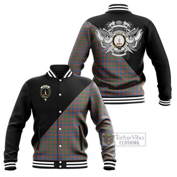 MacIntyre Ancient Tartan Baseball Jacket with Family Crest and Military Logo Style