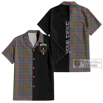 MacIntyre Ancient Tartan Short Sleeve Button Shirt with Family Crest and Half Of Me Style