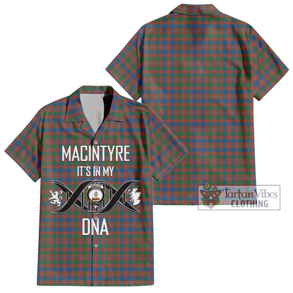 MacIntyre Ancient Tartan Short Sleeve Button Shirt with Family Crest DNA In Me Style Kid - Tartanvibesclothing Shop