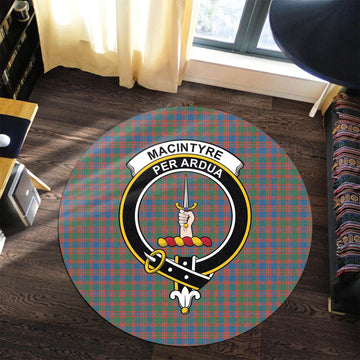 MacIntyre Ancient Tartan Round Rug with Family Crest