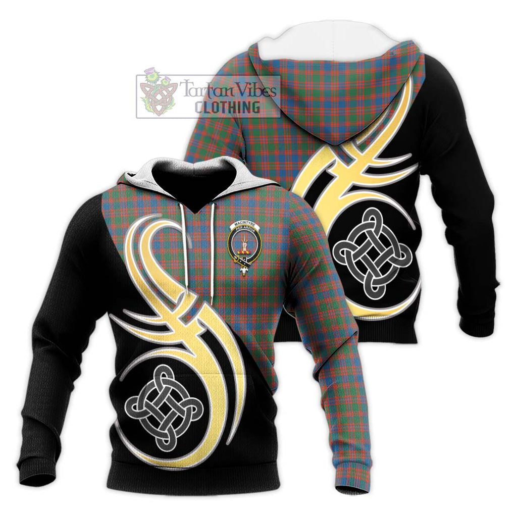 MacIntyre Ancient Tartan Knitted Hoodie with Family Crest and Celtic Symbol Style Unisex Knitted Pullover Hoodie - Tartan Vibes Clothing