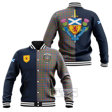 MacIntyre Ancient Tartan Baseball Jacket Alba with Scottish Lion Royal Arm Half Style