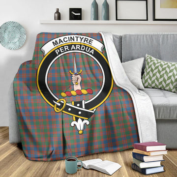 MacIntyre Ancient Tartan Blanket with Family Crest