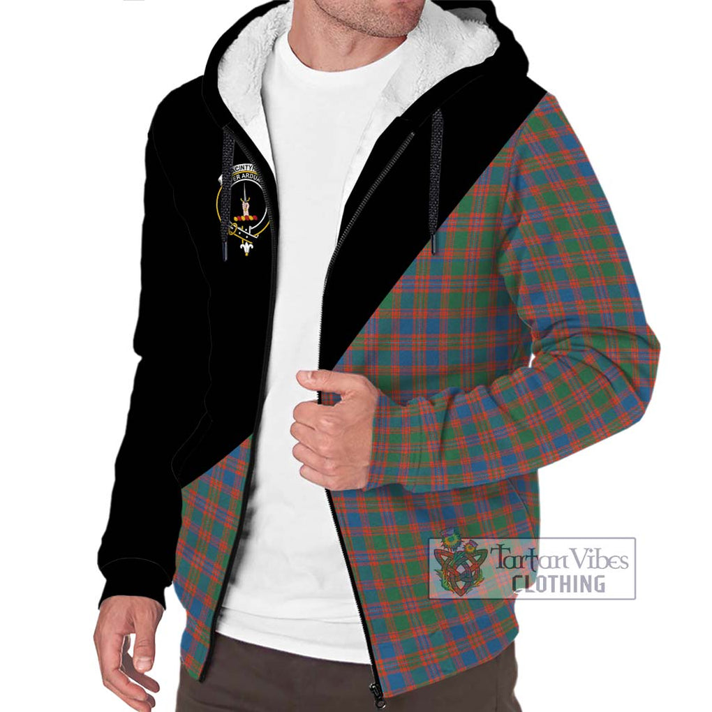 MacIntyre Ancient Tartan Sherpa Hoodie with Family Crest and Military Logo Style Unisex S - Tartanvibesclothing Shop