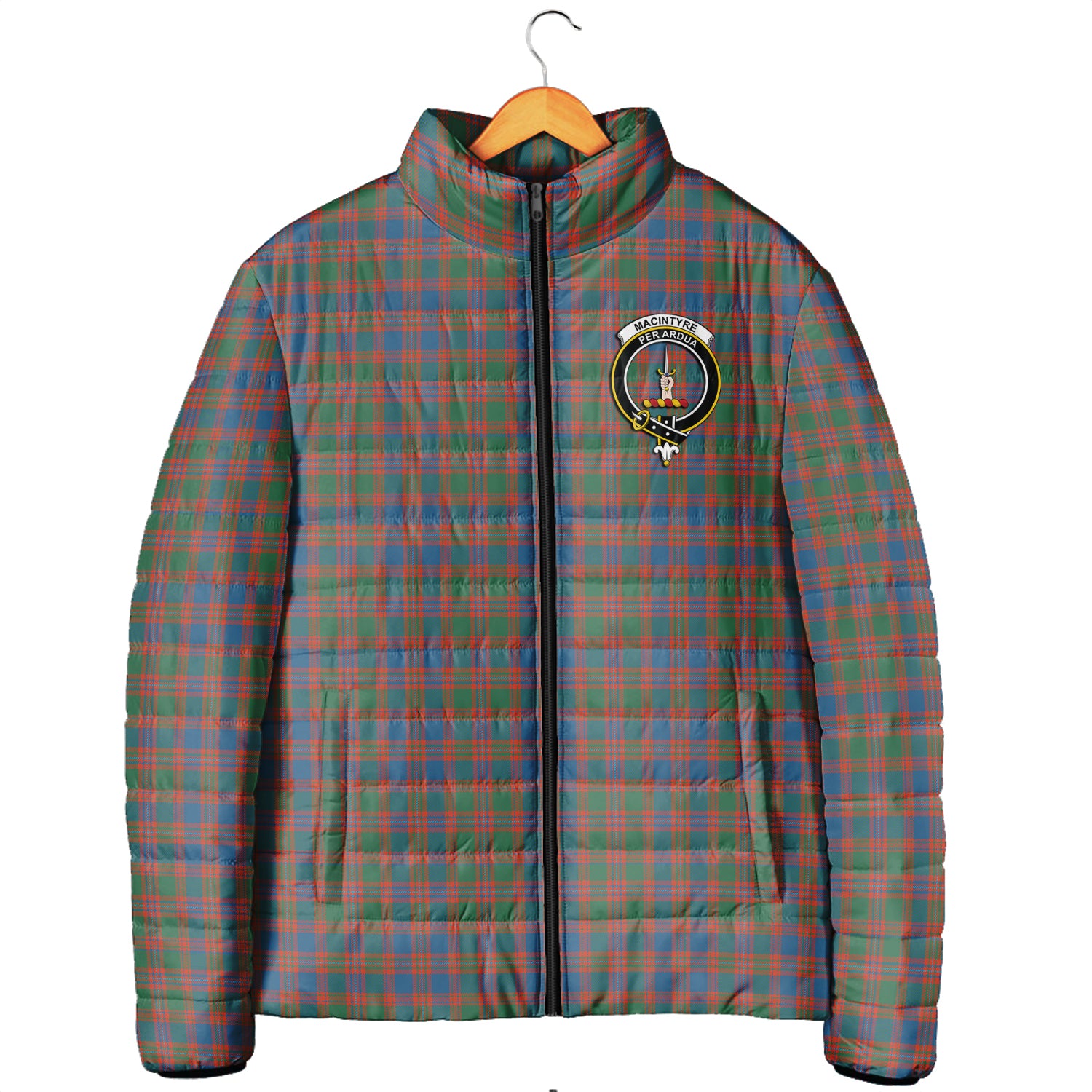 MacIntyre Ancient Tartan Padded Jacket with Family Crest Men's Padded Jacket - Tartan Vibes Clothing