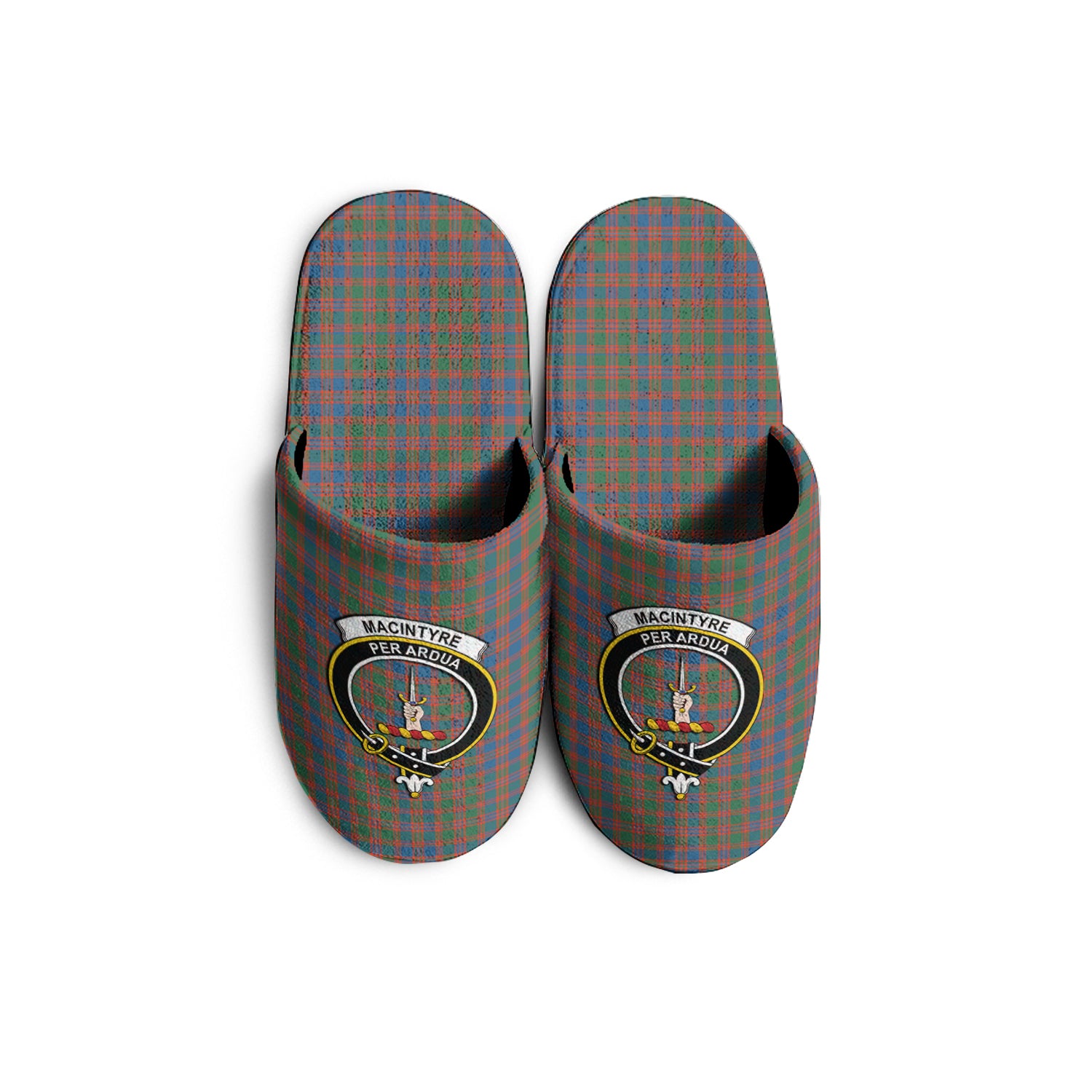 MacIntyre Ancient Tartan Home Slippers with Family Crest - Tartanvibesclothing