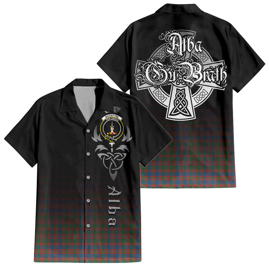 Tartan Vibes Clothing MacIntyre Ancient Tartan Short Sleeve Button Up Featuring Alba Gu Brath Family Crest Celtic Inspired